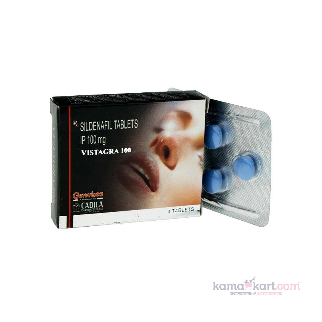 Vistagra 100mg Tablets - Pack of 4 tablets - 4 Strips