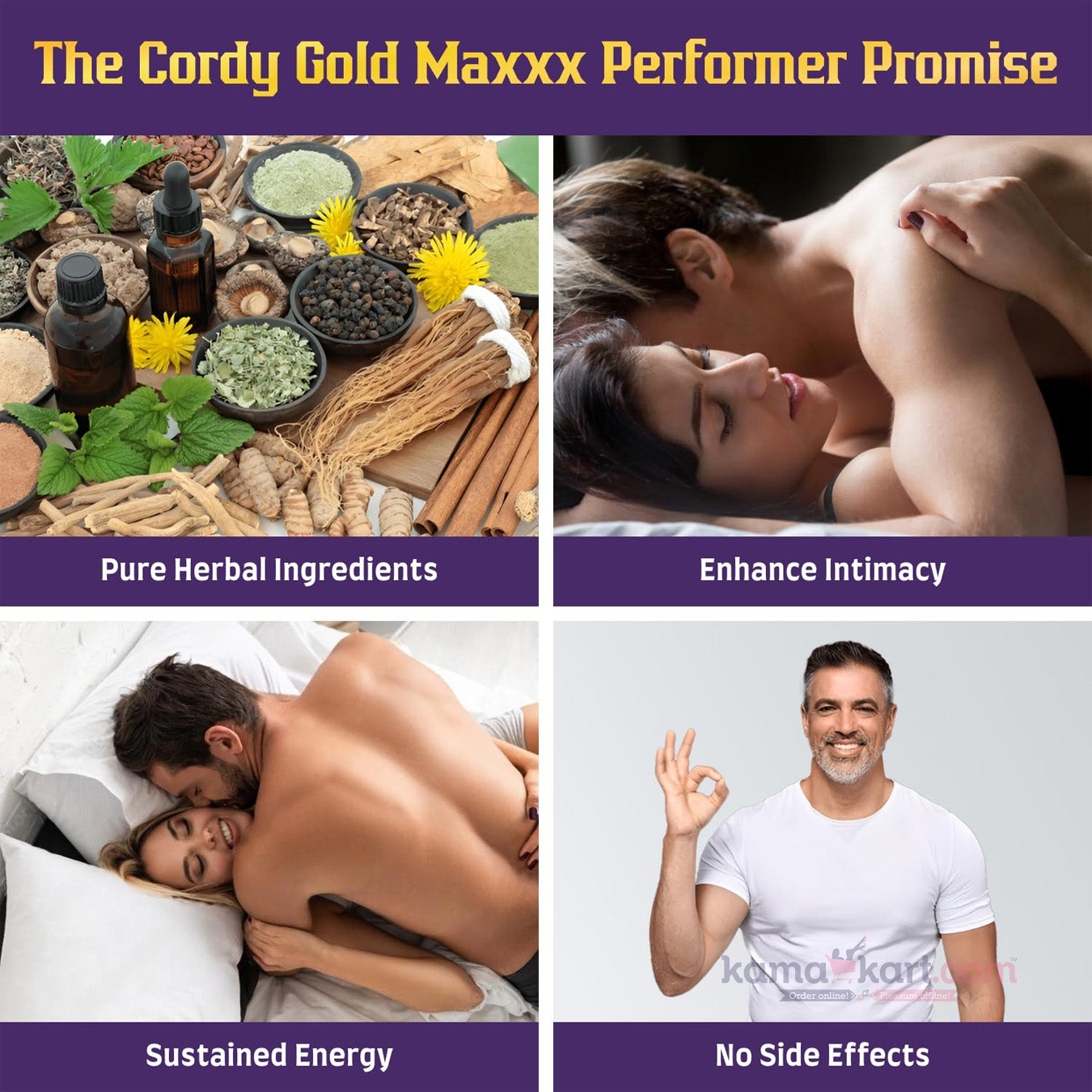 Cordy Gold Maxxx Performer Improving the Strength, Stamina and Power Functioning of Cells in the Body 100% Natural Herbal Supplement, 4 Capsules