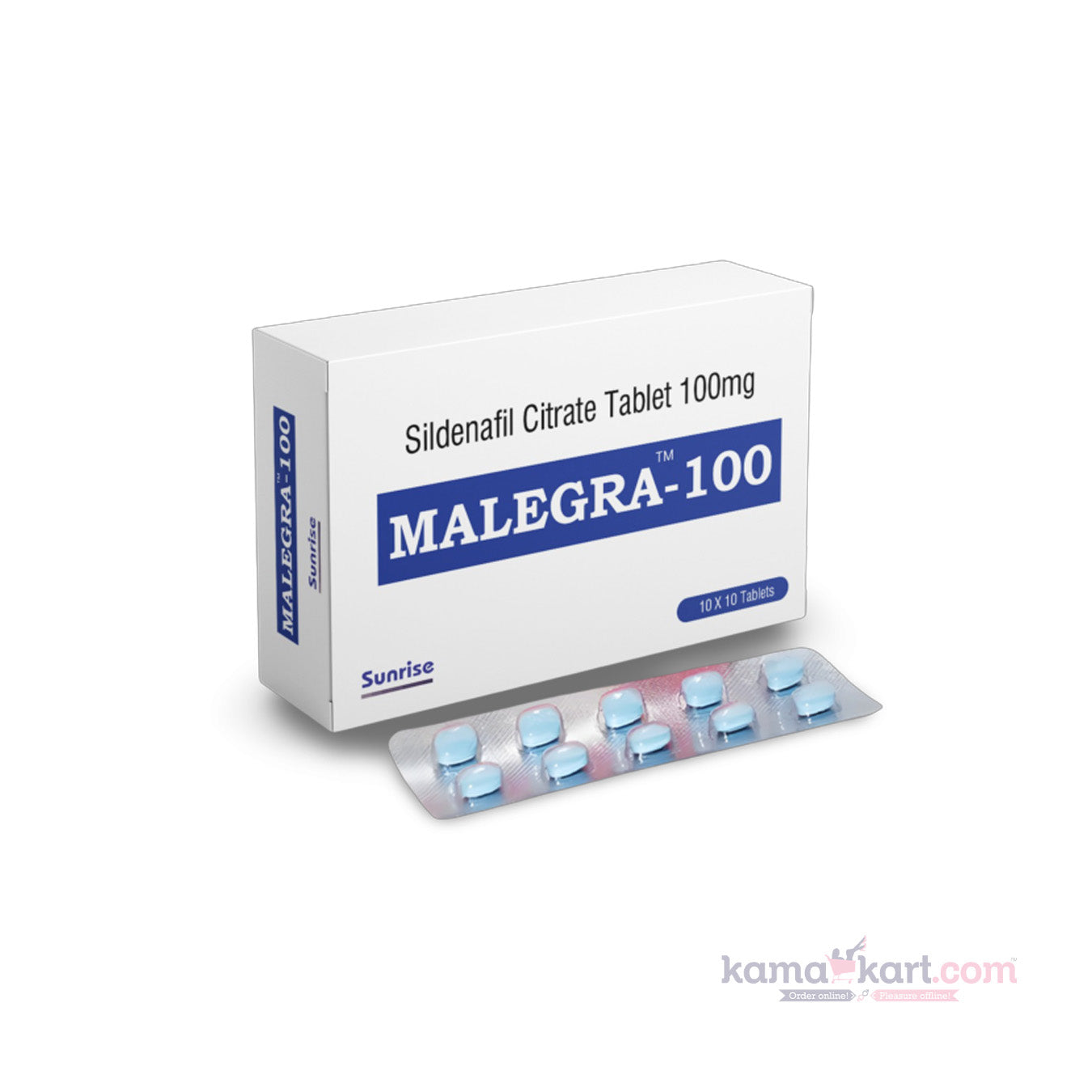Malegra 100 mg - pack of 10 tablets -  2 strips